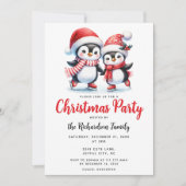 Feestelijke kerstmis Schattigee pinguïns schaatsen Kaart (Voorkant)
