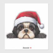 Feestelijke Kerstmis Shih Tzu Kiss Cut Sticker (Vel)