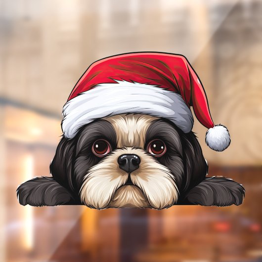 Feestelijke Kerstmis Shih Tzu Venster Cling Raamsticker (Vel 2)