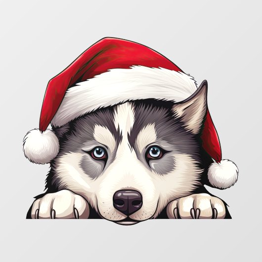 Feestelijke Kerstmis Siberische Husky Window Cling Raamsticker (Vel)