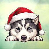 Feestelijke Kerstmis Siberische Husky Window Cling Raamsticker (Vel 3)