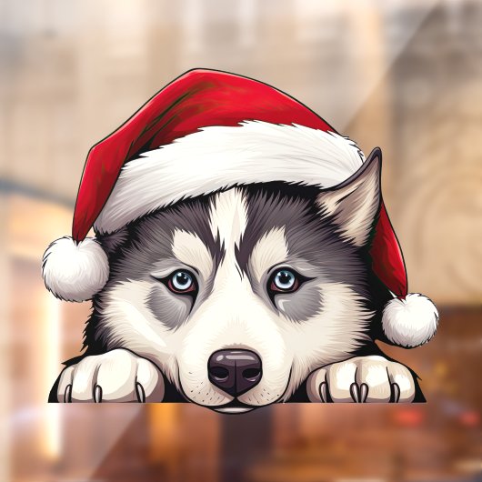 Feestelijke Kerstmis Siberische Husky Window Cling Raamsticker (Vel 2)