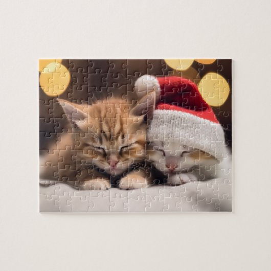 Feestelijke Kerstmis Slapen Kittens Puzzel (Horizontaal)