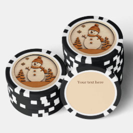 Feestelijke Kerstmis Sneeuwman tekst toevoegen Poker Chips