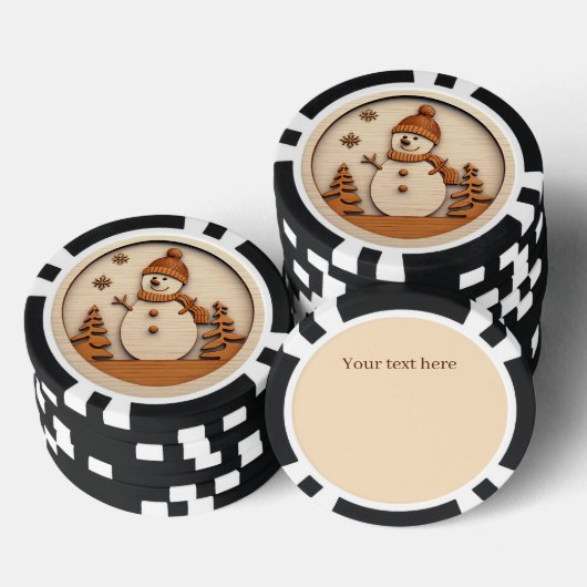 Feestelijke Kerstmis Sneeuwman tekst toevoegen Poker Chips (Opstapeling)