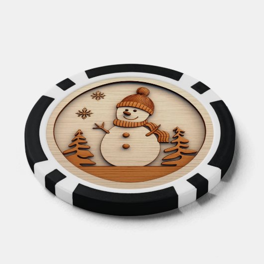 Feestelijke Kerstmis Sneeuwman tekst toevoegen Poker Chips (Enkel)
