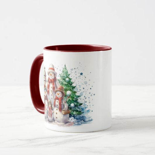 Feestelijke Kerstmis sneeuwpop Familie toevoegen m Mok (Voorkant links)