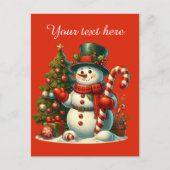 Feestelijke Kerstmis sneeuwpop voeg bericht toe Feestdagenkaart (Voorkant)