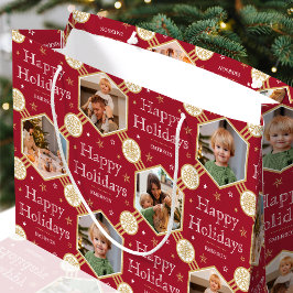 Feestelijke Kerstmis Sneeuwvlok Foto Classic Deep  Groot Cadeauzakje