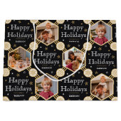 Feestelijke Kerstmis Sneeuwvlok Foto Classic Zwart Groot Cadeauzakje (Voorkant)