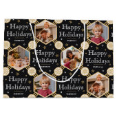 Feestelijke Kerstmis Sneeuwvlok Foto Classic Zwart Groot Cadeauzakje (Achterkant)