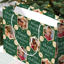 Feestelijke Kerstmis Sneeuwvlok Foto Klassiek Groe Groot Cadeauzakje