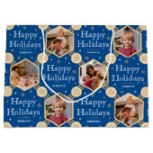 Feestelijke Kerstmis Sneeuwvlok Foto Traditioneel Groot Cadeauzakje (Voorkant)