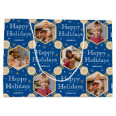 Feestelijke Kerstmis Sneeuwvlok Foto Traditioneel Groot Cadeauzakje (Achterkant)