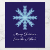 Feestelijke Kerstmis Snowflake Gepersonaliseerde N Wijn Etiket (Enkel label)