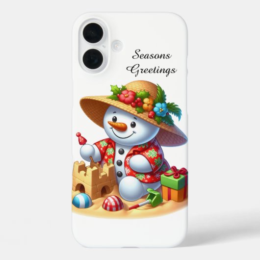 Feestelijke Kerstmis strand aanpasbare sneeuwman Case-Mate iPhone Case (Achterkant)
