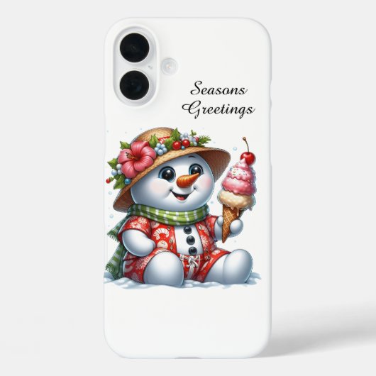 Feestelijke Kerstmis strand aanpasbare sneeuwman Case-Mate iPhone Case (Achterkant)
