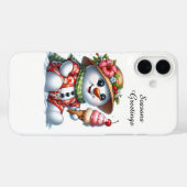 Feestelijke Kerstmis strand aanpasbare sneeuwman Case-Mate iPhone Case (Achterkant (horizontaal))