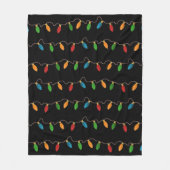 Feestelijke Kerstmis String Lights op Zwarte Vakan Fleece Deken (Voorkant)