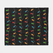 Feestelijke Kerstmis String Lights op Zwarte Vakan Fleece Deken (Voorkant (Horizontaal))