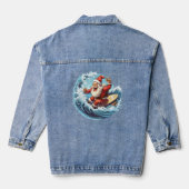 Feestelijke Kerstmis Surfen Kerstman Denim Jacket (Achterkant)