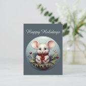 Feestelijke Kerstmis tekst toevoegen Landmuis Feestdagenkaart (Staand voorkant)