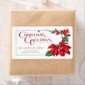 Feestelijke Kerstmis Typografie en Poinsettias Etiket (Insitu)