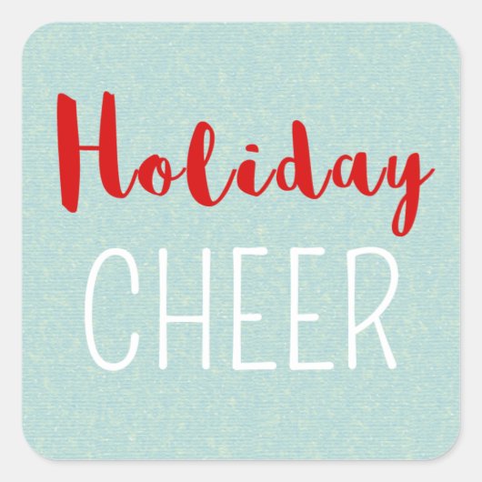 Feestelijke Kerstmis Typografie Vakantie Cheer Vierkante Sticker (Voorkant)