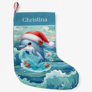 Feestelijke Kerstmis voeg naam strand dolfijn toe  Kleine Kerstsok