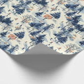 Feestelijke Kerstmis Winter skiën betegeld patroon Cadeaupapier (Hoek)