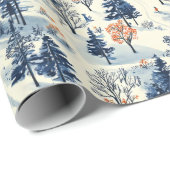 Feestelijke Kerstmis Winter skiën betegeld patroon Cadeaupapier (Rol Hoek)