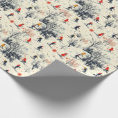 Feestelijke Kerstmis Winter skiën betegeld patroon Cadeaupapier (Hoek)