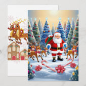 Feestelijke Kerstmis Wonderland met Santa & Rendie Feestdagenkaart (Voorkant / Achterkant)