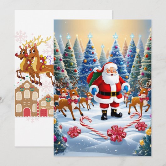 Feestelijke Kerstmis Wonderland met Santa & Rendie Feestdagenkaart (Voorkant / Achterkant)