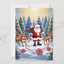 Feestelijke Kerstmis Wonderland met Santa & Rendie Feestdagenkaart