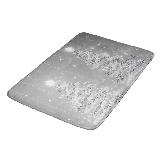 feestelijke kerstmousserende bomen, zilver  badmat (Gekanteld)