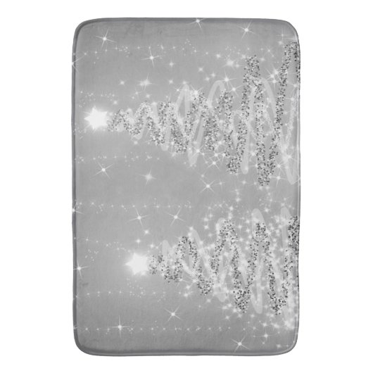 feestelijke kerstmousserende bomen, zilver  badmat (Voorkant Verticaal)