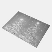 feestelijke kerstmousserende bomen, zilver  deurmat (Schuin)