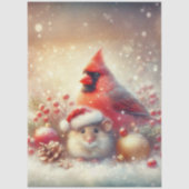 Feestelijke Kerstmuis en Vogelvrienden Decoupage Tissuepapier (Voorkant)