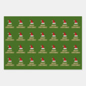 Feestelijke kerstmuts + Gestreept "VROLIJK KERSTFE Inpakpapier Vel (Voorkant 3)