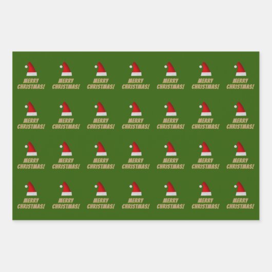 Feestelijke kerstmuts + Gestreept "VROLIJK KERSTFE Inpakpapier Vel