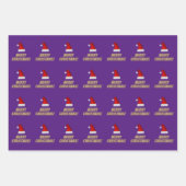 Feestelijke kerstmuts + Gestreept "VROLIJK KERSTFE Inpakpapier Vel (Voorkant 2)