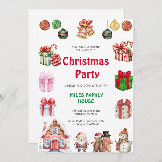 Feestelijke kerstmuts kerstfeest kaart (Voorkant / Achterkant)