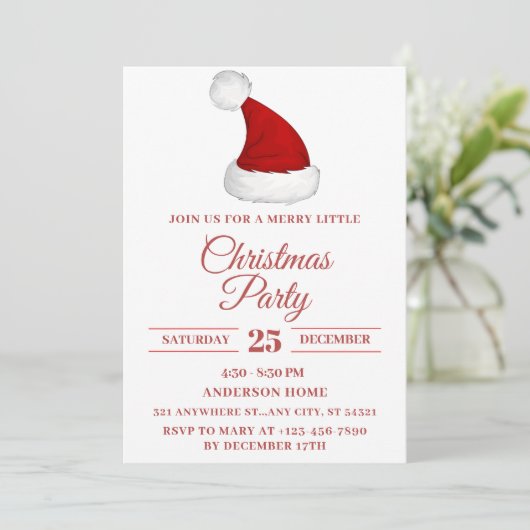 Feestelijke kerstmuts kerstfeest kaart (Staand voorkant)