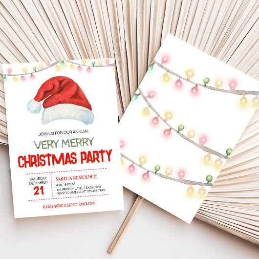 Feestelijke kerstmuts kerstfeest kaart