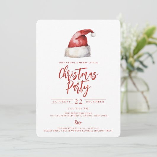 Feestelijke kerstmuts kerstfeest kaart (Staand voorkant)