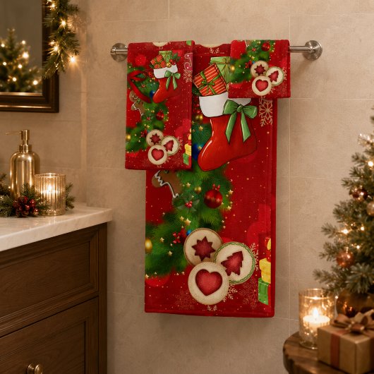 Feestelijke Kerstmuts Krans Badkamer Handdoek S