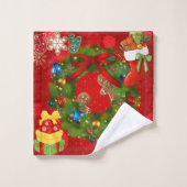 Feestelijke Kerstmuts Krans Badkamer Handdoek S (Wasdoekje)