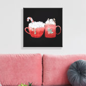 Feestelijke Kerstmutsen met Marshmallows Canvas Afdruk (Insitu (Woonkamer))
