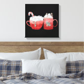 Feestelijke Kerstmutsen met Marshmallows Canvas Afdruk (Insitu (Slaapkamer))
